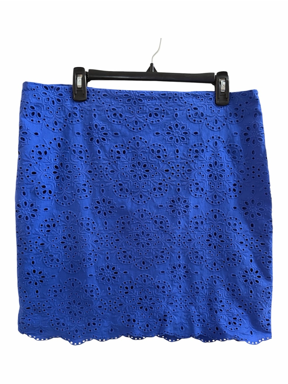 TALBOTS SKIRT, Women’s Sz 14, Royal Blue Cotton Eyelet Skirt - Lined, EXCELLENT
